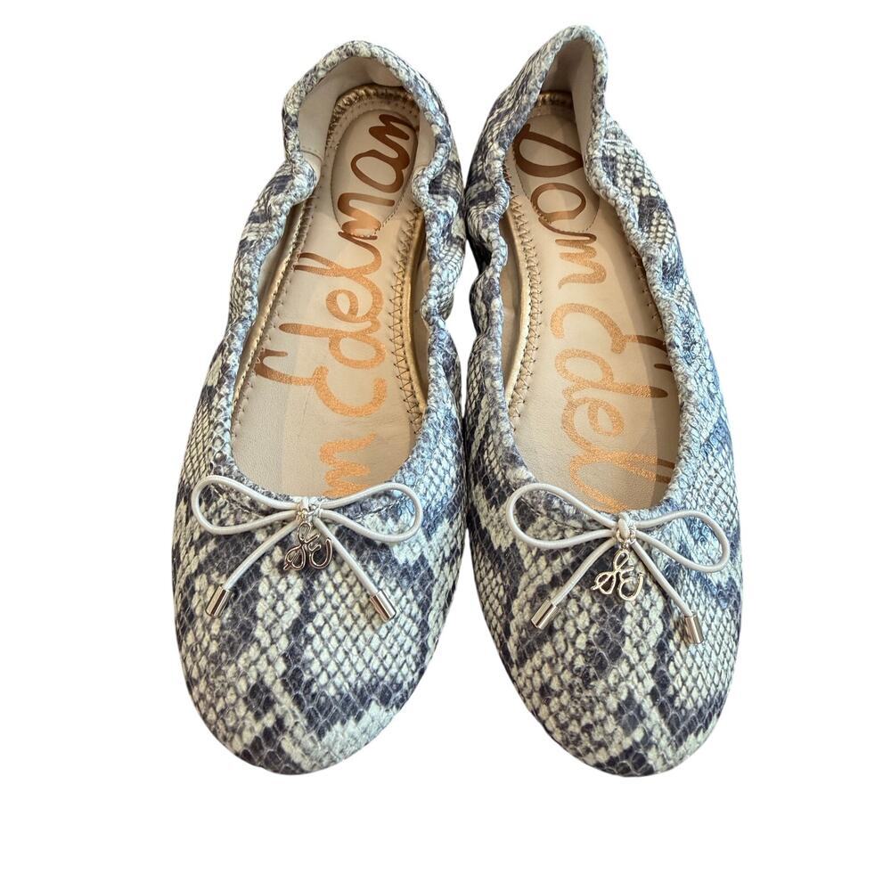 Sam Edelman Felicia Ballet Roccia Snake Print Gray Cream Size 7.5 Classic - Picture 2 of 9